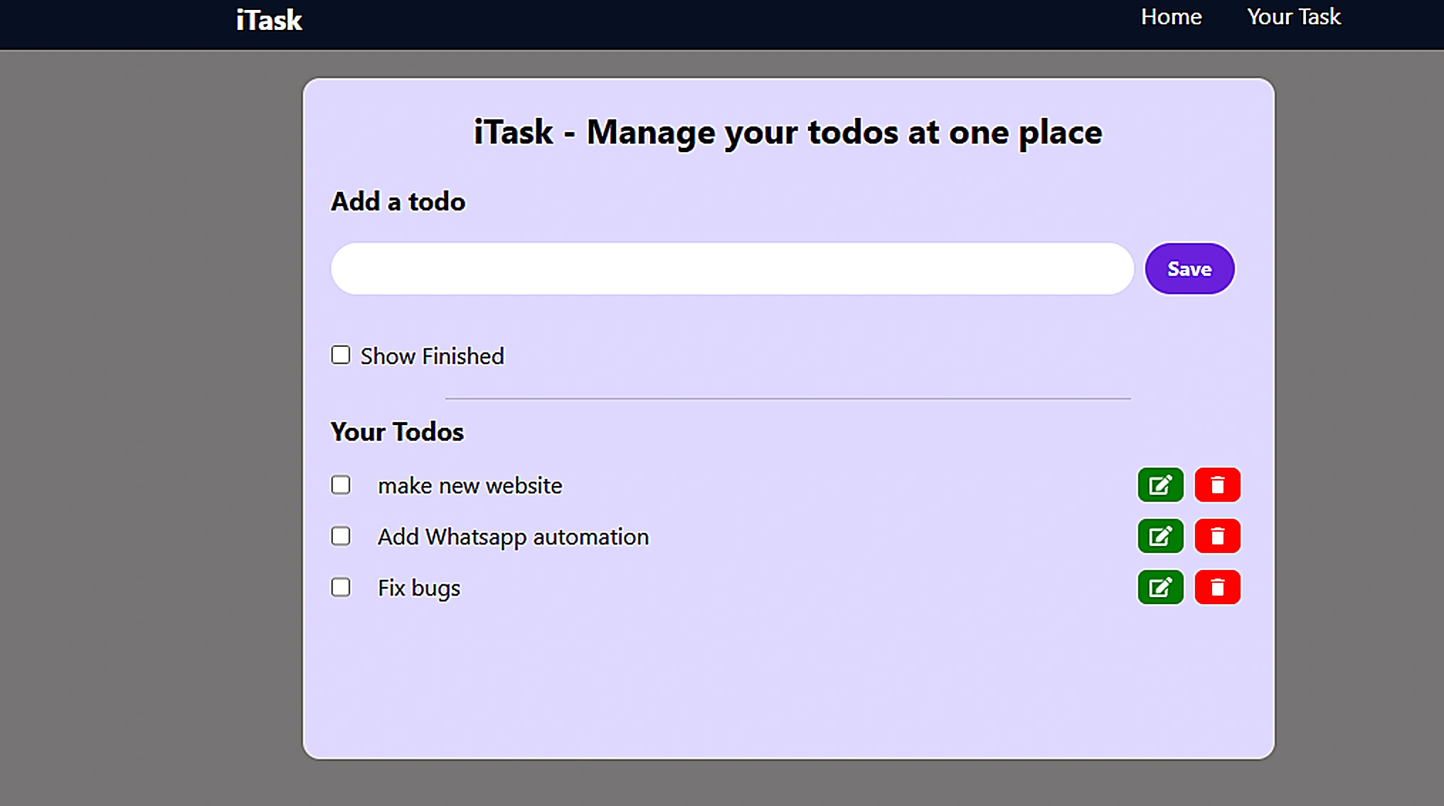 To-Do List App main screenshot